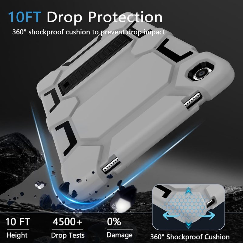 CCMAO Case for Samsung Galaxy Tab A9+ 11”(SM-X210/X216/X218) Heavy Duty Shockproof Hard Hybrid Three Layer Protective Cover with Kickstand for Galaxy Tablet A9 Plus 2023 for Kids Gray+Black - Image 5