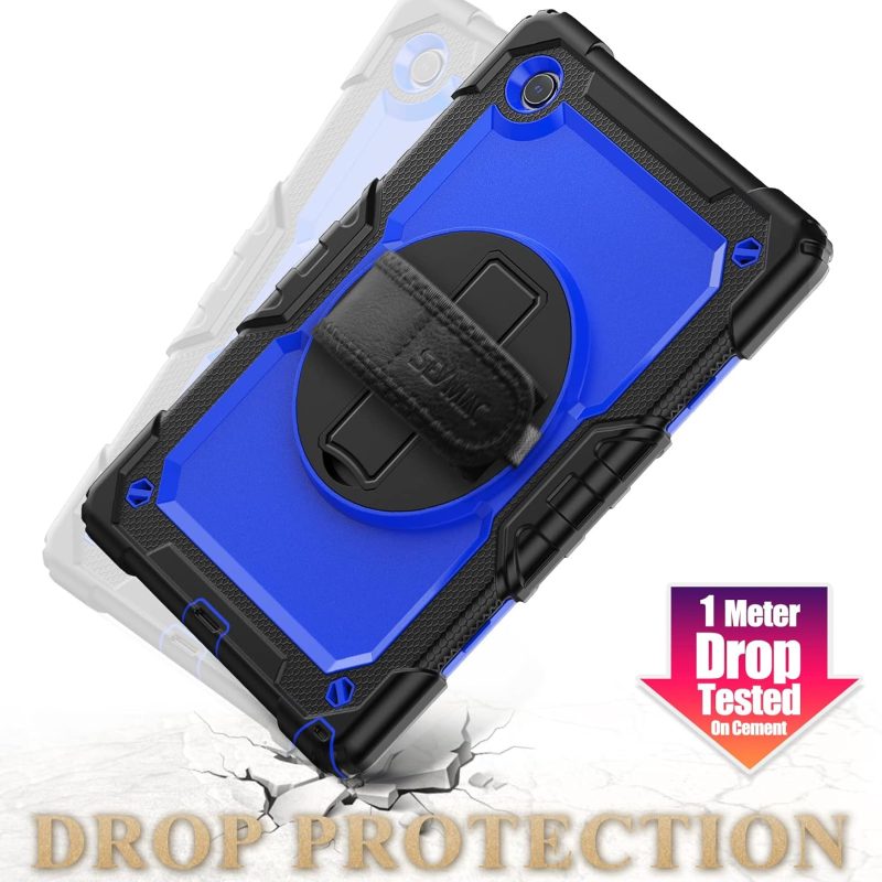 SEYMAC stock Case for Samsung Galaxy Tab A9+ Plus 11'' Full-Body Drop Protection Case with Screen Protector Pencil Holder [360° Rotating Hand Strap] &Stand Blue+Black - Image 6
