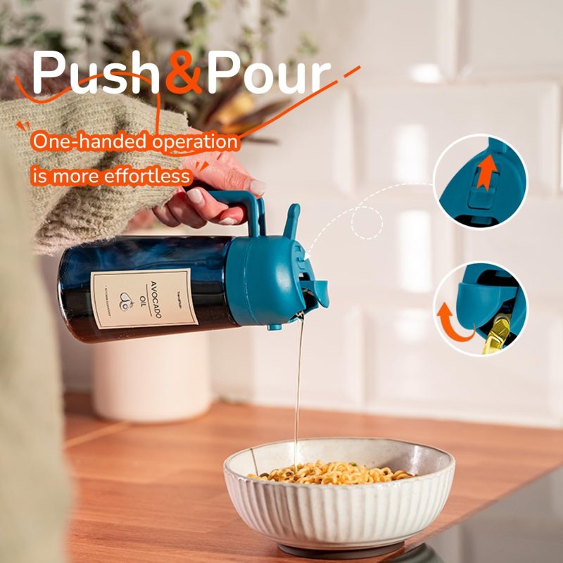 Trendplain 16Oz/470Ml Blue Glass Olive Oil Sprayer For Cooking - 2 In 1 Olive Oil Dispenser For Kitchen Gadgets - Image 5