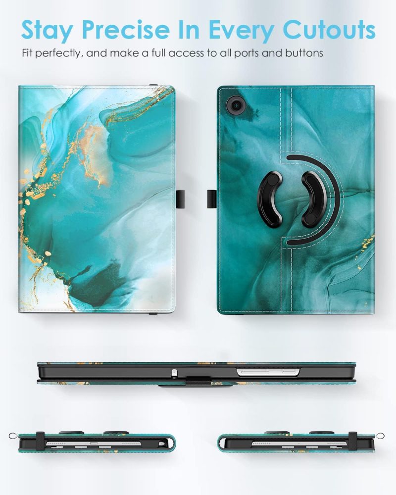 2023 TiMOVO Rotating Case for Samsung Galaxy Tab A9+/A9 Plus 11 Inch 2023 90 Degree Rotating Stand Cover Support Auto Wake Sleep for Galaxy Tab A9+ Tablet SM-X210/X216/X218 Cloud Peacock Blue - Image 6