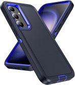 Designed for Samsung Galaxy S25 Case 3 In 1 Military Grade Protective Case Cover Silicone Heavy Duty Rugged Shockproof for Galaxy S25 Phone Case (Navy+Blue)