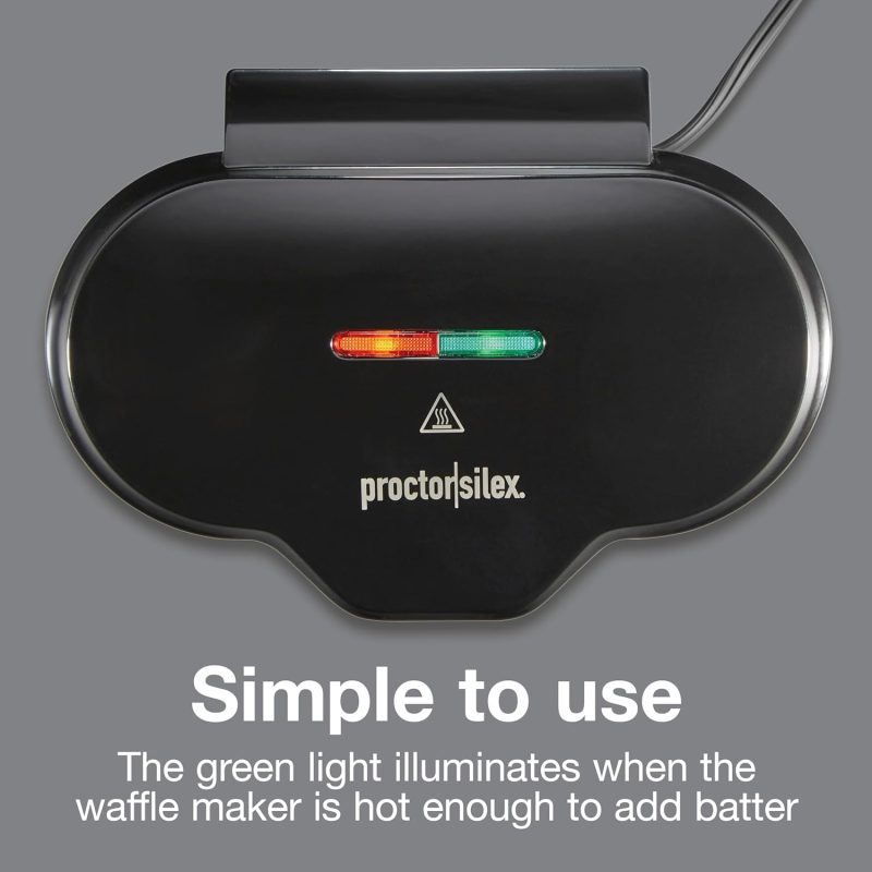 Proctor Silex Double Mini Waffle Maker Machine With 4” Round Non-Stick Grids - Image 6