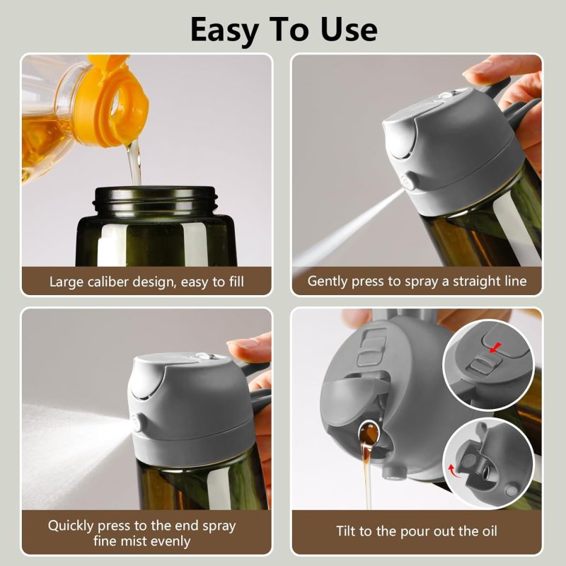 Olive Oil Dispenser And Oil Sprayer – 16Oz/470Ml Glass Light-Proof Oil Pourer For Kitchen - Image 2