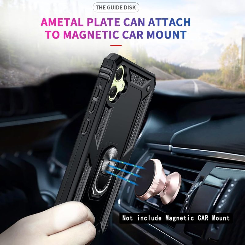 A05 LeYi for Samsung-Galaxy-A05-Phone-Case (Not Fit A05S) with Screen Protector and Camera Lens Protector Military-Grade Heavy Duty Phone Case Cover with Magnetic Ring Stand for Samsung A05 Black - Image 3
