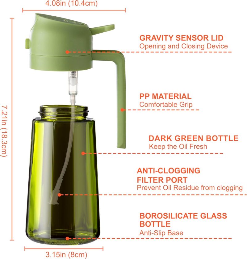 Cxinyi - 16Oz/470Ml Olive Oil Dispenser For Kitchen With Stickers - 2 In 1 Olive Oil Sprayer For Cooking - Image 6