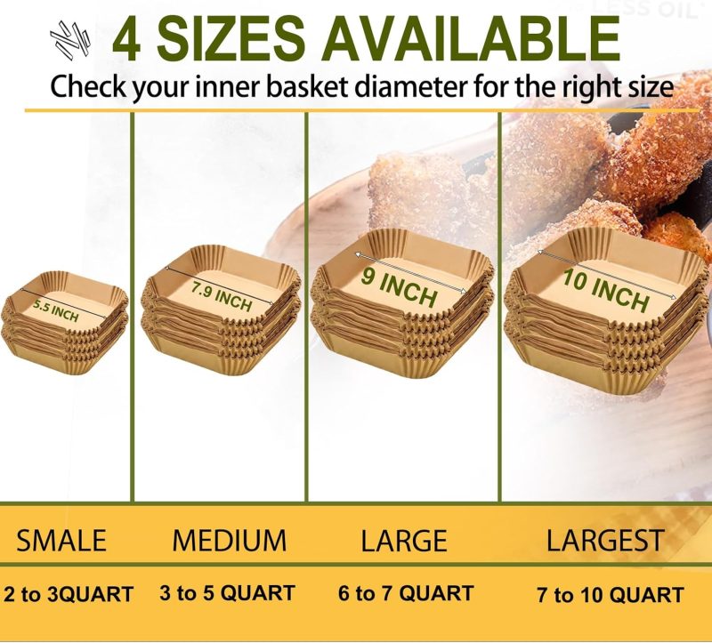Large Air Fryer Disposable Paper Liners Square 9 Inch - Image 5
