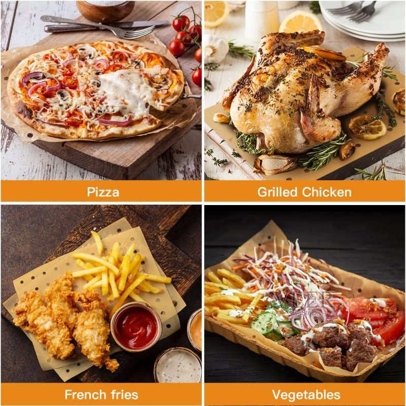 Air Fryer Disposable Parchment Paper Liners: 150Pcs Airfryer Liners 9X11 Inch Perforated Rectangular Paper Sheets Basket Liner Accessories For Toaster Oven Xl Air Fryer - Image 6