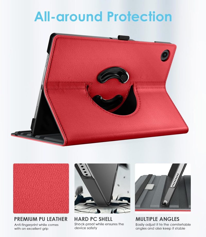 2023 TiMOVO Rotating Case for Samsung Galaxy Tab A9 Plus 11 Inch 2023 90 Degree Rotating Stand Cover Support Auto Wake Sleep for Galaxy Tab A9+ Tablet SM-X210/X216/X218 Bright Red - Image 4