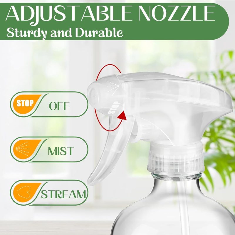 5 Pack/16 Oz Glass Spray Bottles With Upgraded Adjustable Spray Nozzle - Image 5