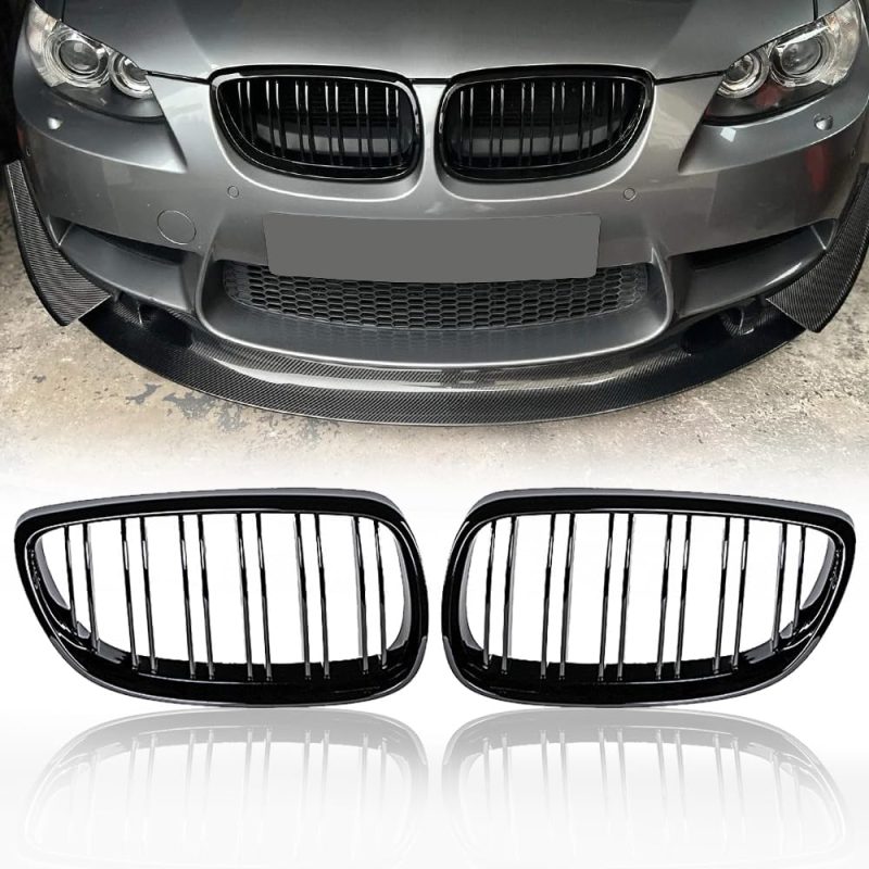Carbon Fiber Side Mirror Cover Caps & Glossy Black Dual Slat Kidney Grille Grill Kit For Bmw 2006-2010 E92 E93 328I 335I Coupe Convertible 2 Door Oe# 51712155451 - Image 2