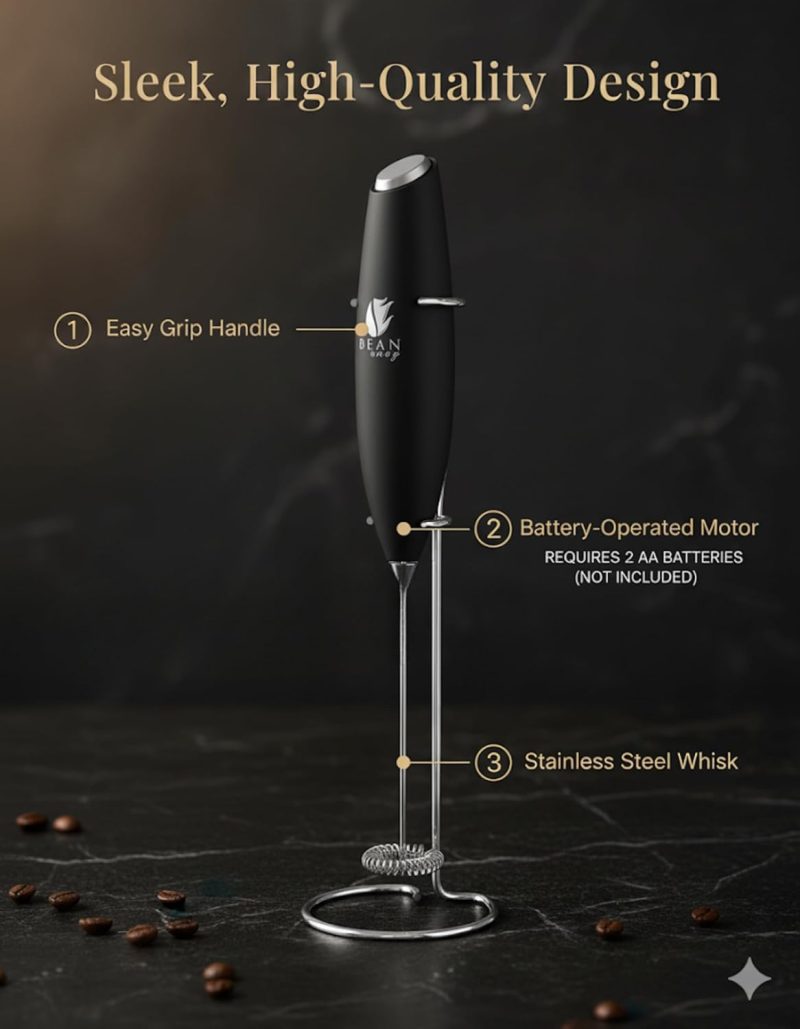Bean Envy Milk Frother Handheld For Coffee - Mini Drink Mixer Whisk & Coffee Foamer Wand With Stand For Lattes - Image 4