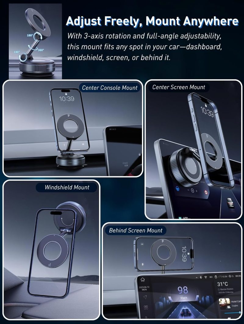 Magnetic Suction Cup Phone Mount For Magsafe - Image 2
