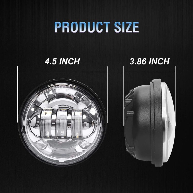 Lx-Light Dot Approved 2 Pcs Chrome 4.5 Inch Led Passing Light Led Fog Lamps For Motorcycles Auxiliary Light Bulb Motorcycle Projector Driving Lamp - Image 3