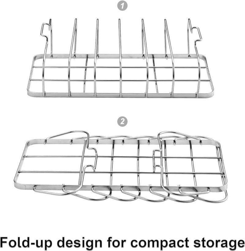 Large Rib Rack For Smoking - 6 Slots Rib Racks For Grilling - Easy To Use And Clean Bbq Premium Durable Rib Rack Stainless Steel - Image 5