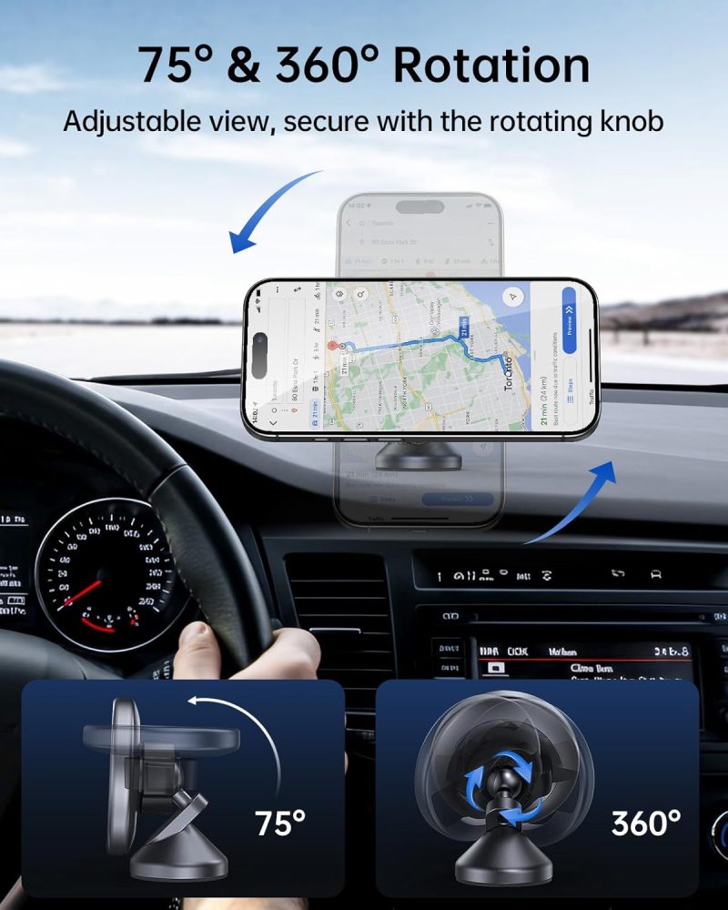 Syncwire For Magsafe Car Mount - 360 Rotation Magnetic Phone Holder For Car Dashboard - Image 4