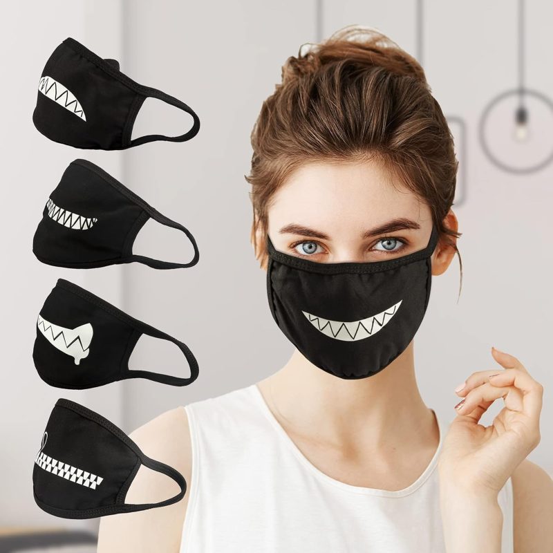 GENERIC gootrades Set of 4 Teeth Pattern Unisex Cotton Blend Anti Dust Face Mouth Mask - Image 6