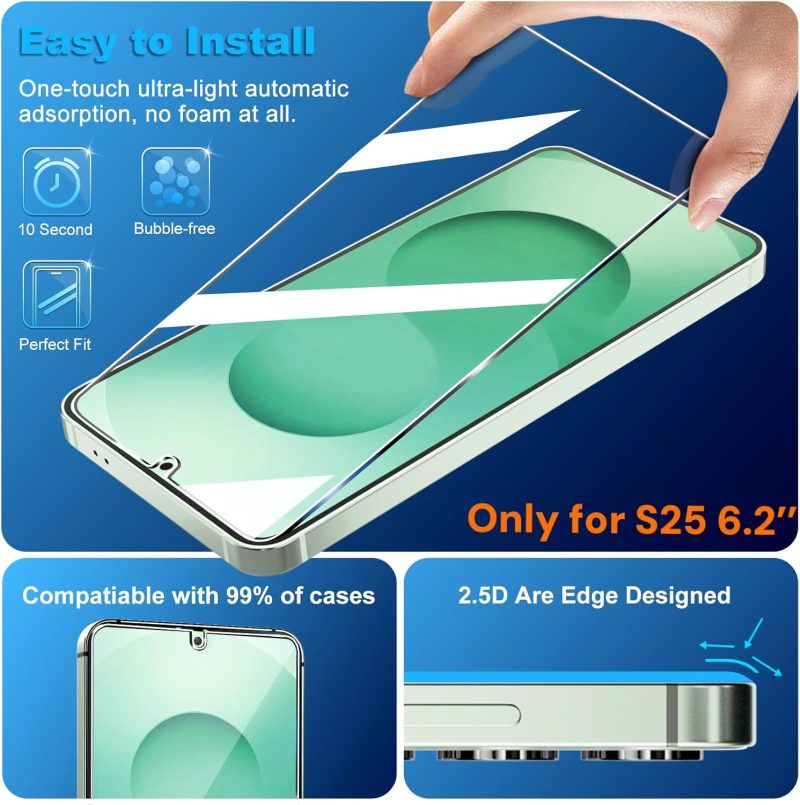 GLASS 3 Pack Glass Screen Protector for Samsung Galaxy S25 + 3 Pack... - Image 4