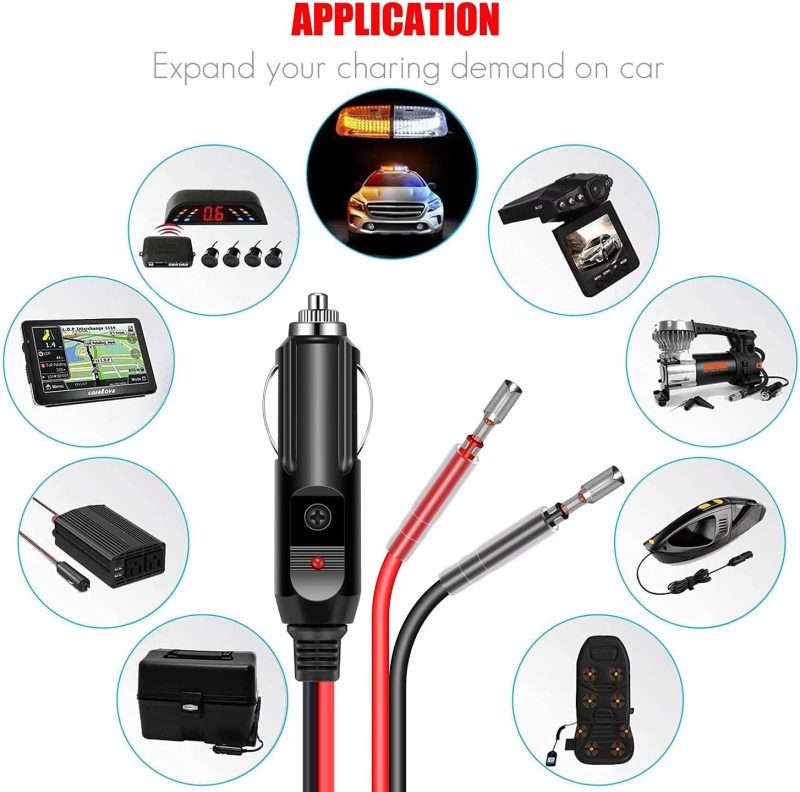 Holder 2 Pack 12V Fused Cigarette Lighter Male Plug With Leads & Led Light - Image 4