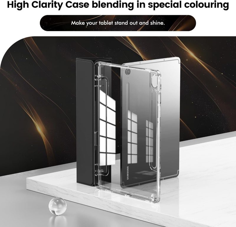 INFILAND Case for Samsung Galaxy Tab S10 Lite /S10 FE/ S9 FE 5G 10.9 Inch/Tab S9 11 Inch with S Pen Holder Slim Clear Protective Cover Support Auto Wake/Sleep (Grey) - Grey - Image 3