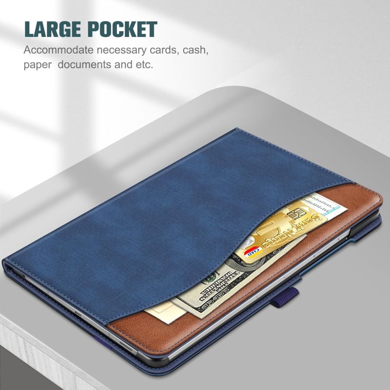 S10 Fintie Case for Samsung Galaxy Tab S10 Lite/ S10 FE/ S9 FE 5G 10.9 Inch/Tab S9 11 Inch with S Pen Holder Multi-Angle Viewing Protective Cover with Pocket Auto Sleep/Wake Denim Blue/Brown - Image 6