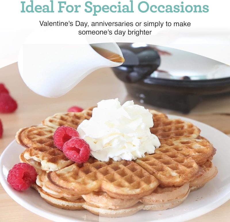 Euro Cuisine Wm520 Heart Shaped Iron Waffle Maker - Eco-Friendly Ptfe And Pfoa Free Non Stick Plates - Image 6