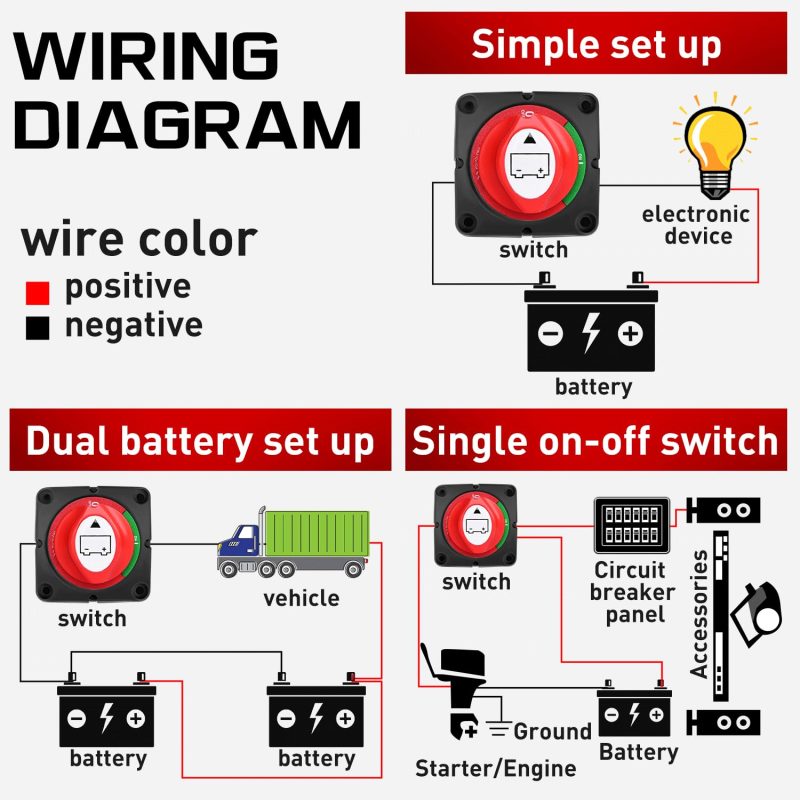 Nilight - 90015A Battery Switch 12-48V Waterproof Heavy Duty Battery Power Cut Master Switch Disconnect Isolator For Car Vehicle Rv And Marine Boat (On/Off) - Image 3