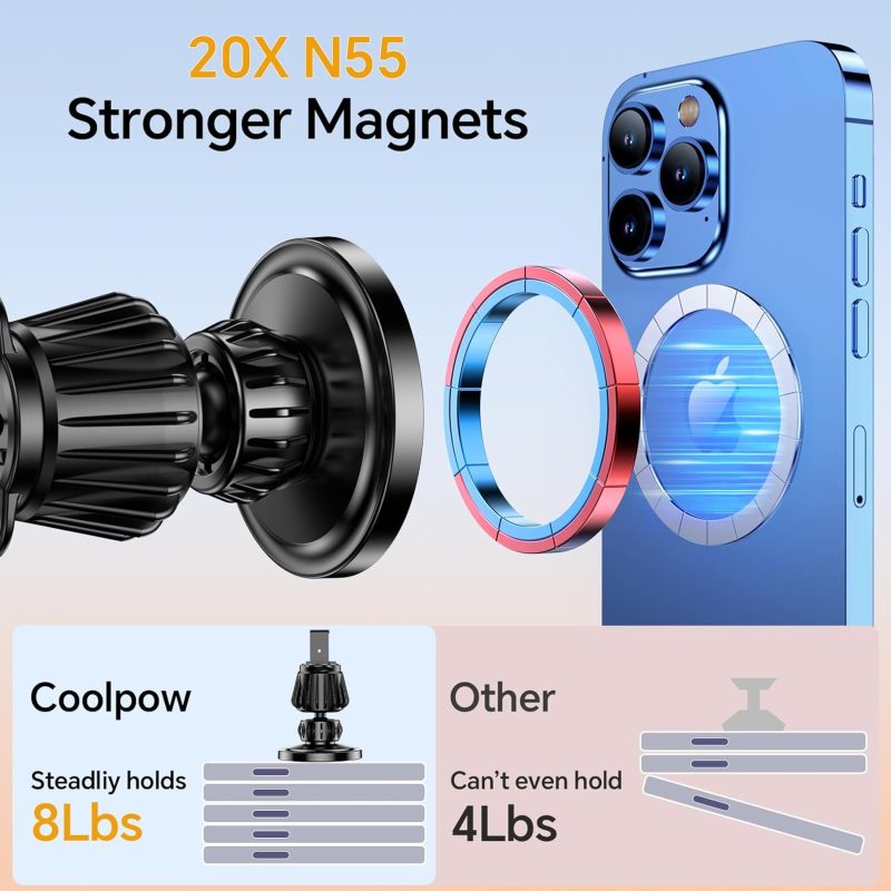 For Iphone Magsafe Car Mount Dashboard【Stronger Magnets】 Magnetic Phone Holder For Car Dash【Hands Free 】 Magsafe Car Holder For Car Fit Iphone 15 14 13 12 Pro Max Plus Mini Mag Safe Case &Cell Phone - Image 4