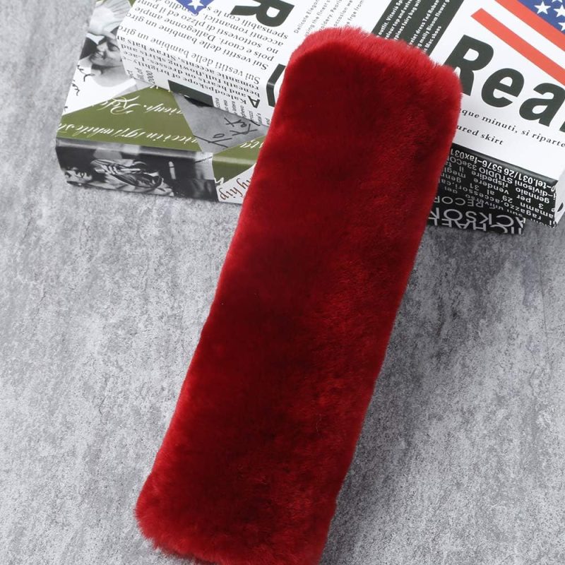 2 Pack Genuine Sheepskin Wool Car Seat Belt Pads For Auto Car Seatbelt Covers - Image 4