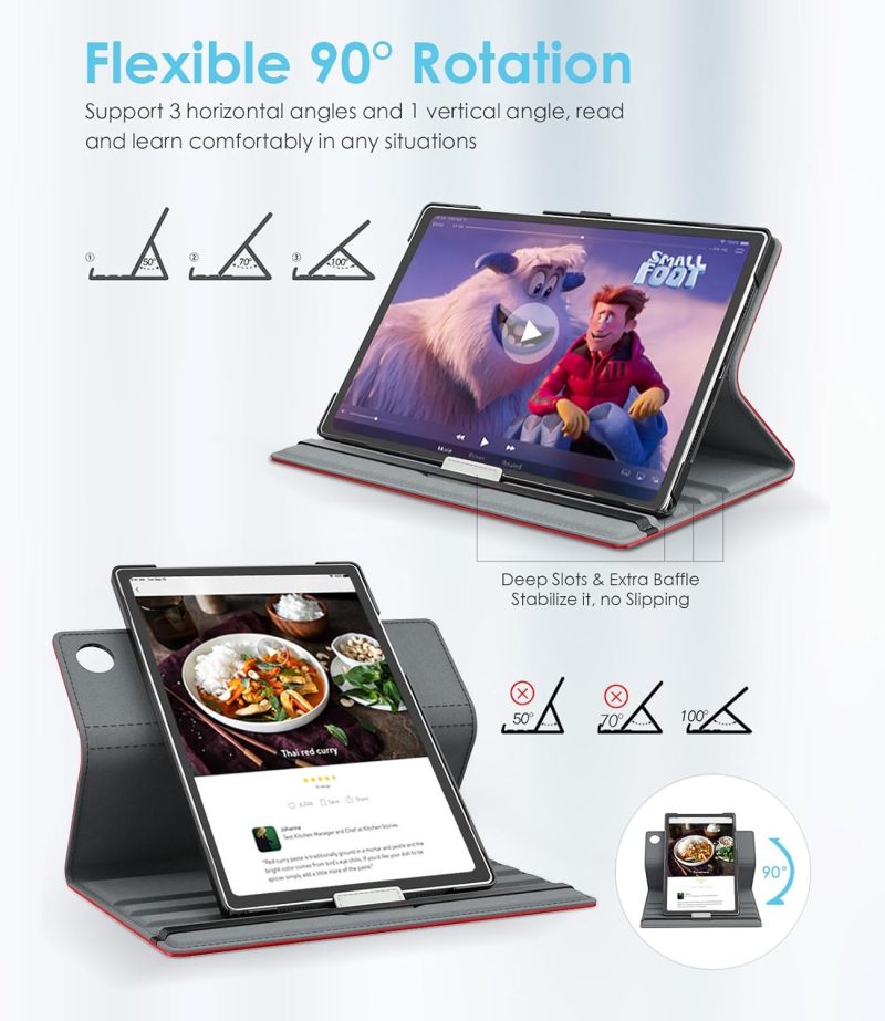 2023 TiMOVO Rotating Case for Samsung Galaxy Tab A9 Plus 11 Inch 2023 90 Degree Rotating Stand Cover Support Auto Wake Sleep for Galaxy Tab A9+ Tablet SM-X210/X216/X218 Bright Red - Image 3
