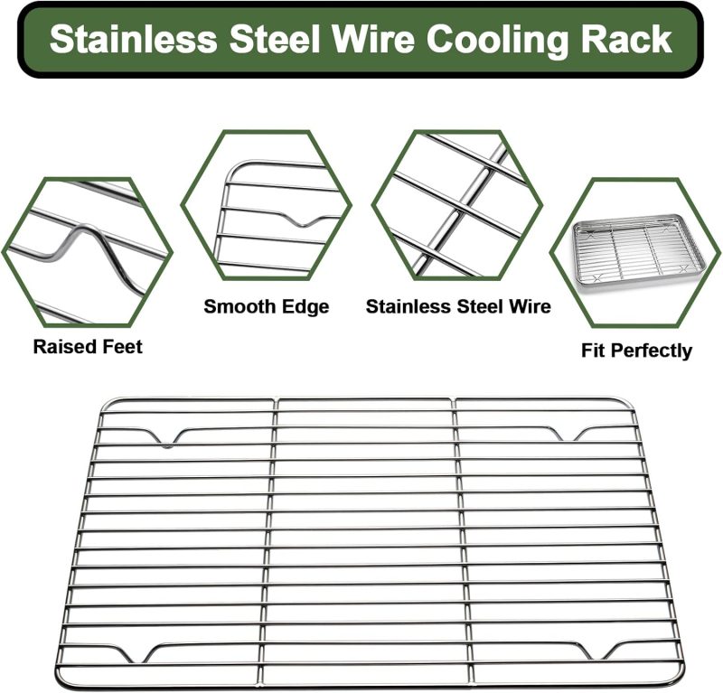 Ewfen Baking Set: Stainless Steel Sheet Pan With Cooling Rack & Silicone Mat Set - Image 4