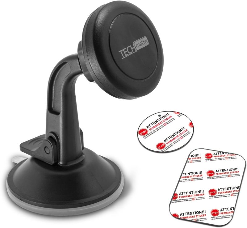 Techmatte Car Phone Mount Magnetic-Dashboard Mounted Car Phone Holder-Universal Smartphone Compatibility With Strong Magnetic Technology (Black) - Image 2