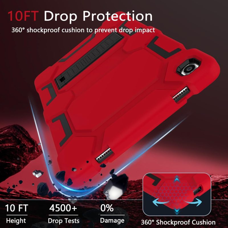 CCMAO Case for Samsung Galaxy Tab A9+/A9 Plus Case 11 Inch 2023 Model (SM-X210/X216/X218) Heavy Duty Shockproof Hybrid Three Layer Protective Cover for Kids Boys Girls Red+Black - Image 5