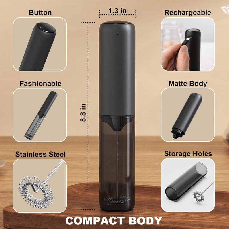 Rechargeable Milk Frother With Cover - Image 2