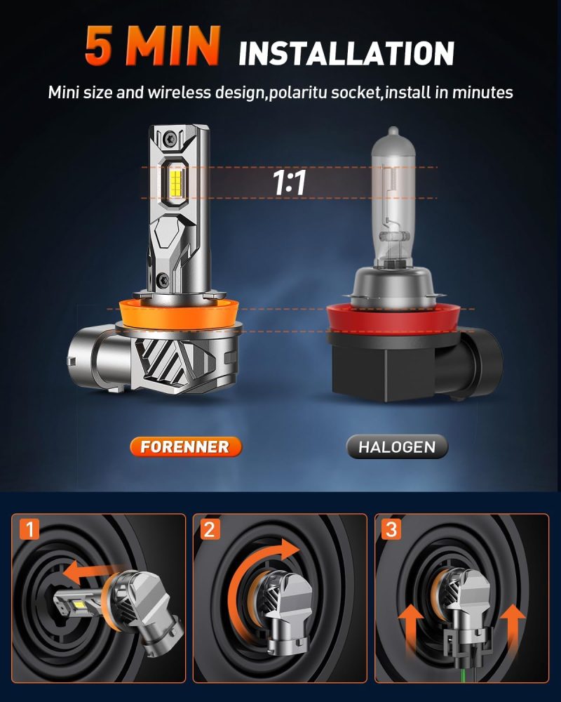 Forenner Latest Upgraded H11/H9/H8 9005/Hb3 Light Bulbs - Image 3