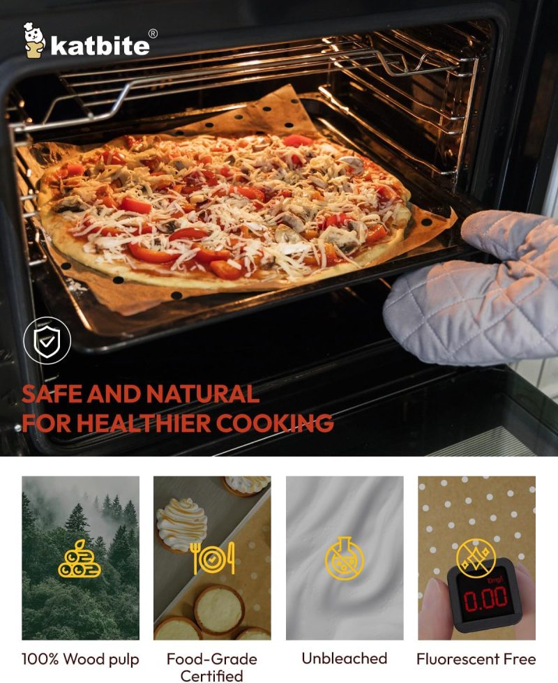 Katbite Air Fryer Parchment Paper Liners 180Cs Airfryer Liners Disposable 9X11 Inch Perforated Parchment Paper Sheets Basket Liner Accessories For Toaster Oven - Image 4