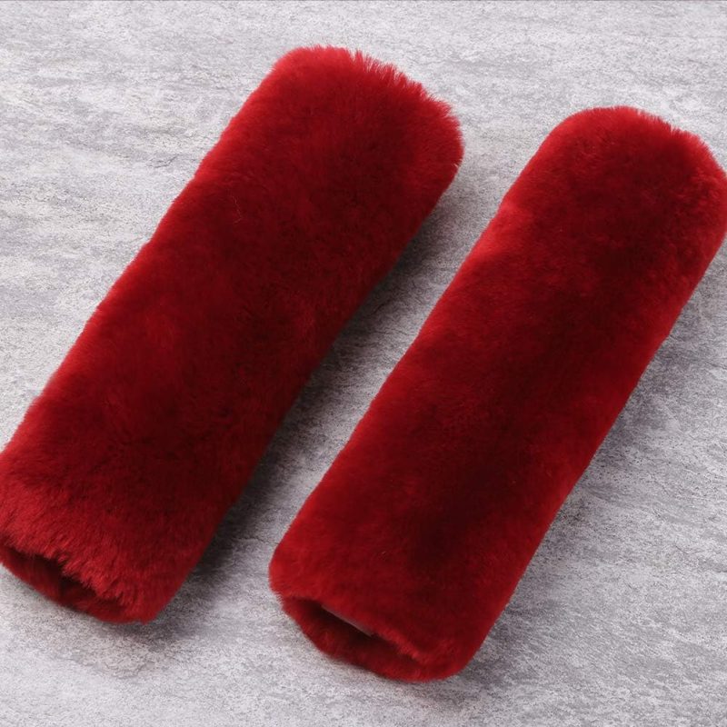 2 Pack Genuine Sheepskin Wool Car Seat Belt Pads For Auto Car Seatbelt Covers - Image 2