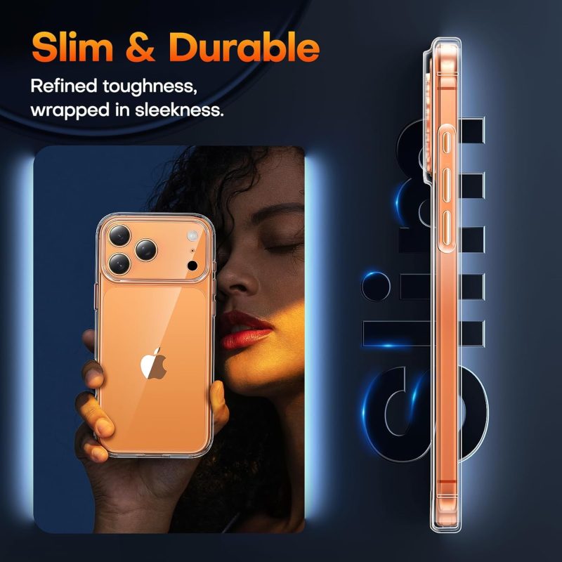 TAURI for iPhone 17 Pro Max Case, Full Camera Protection with Screen Protector, Anti-Yellowing Military-Grade Protection Shockproof Slim Phone Case for iPhone 17 ProMax, Clear - Image 6