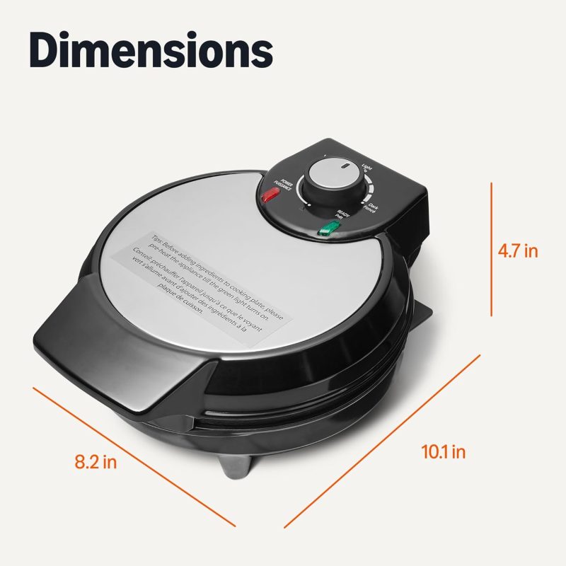 Basics Belgian Waffle Maker With Round 8-Inch Ceramic Non-Stick Plate - Image 5