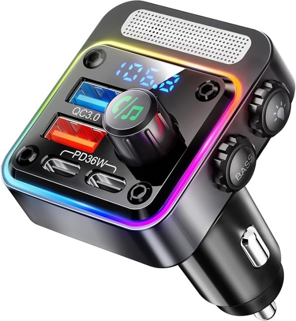 Nulaxy 54W Bluetooth 5.3 Car Adapter Charger 4-Port Fast Charging [Pd36W & Qc3.0 18W]