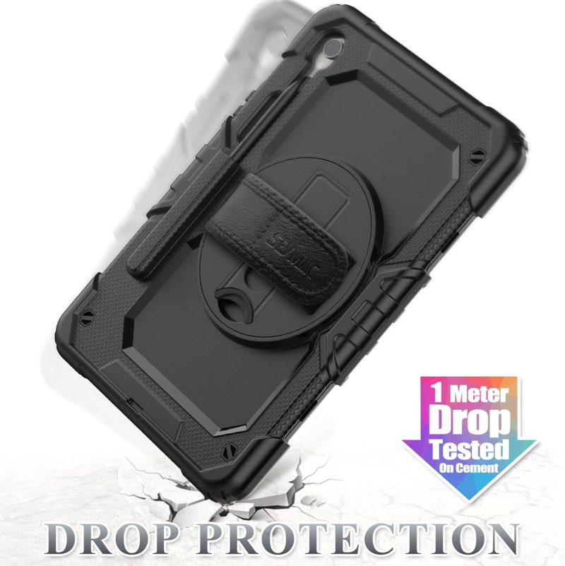 SEYMAC stock Case for Samsung Galaxy Tab S10 Lite / S10 FE / S9 FE 5G / S9 Tablet Case 10.9''/ 11'' Protective with Screen Protector Pen Holder 360 Rotate Stand Hand Strap Shoulder Strap Black1 - Image 6
