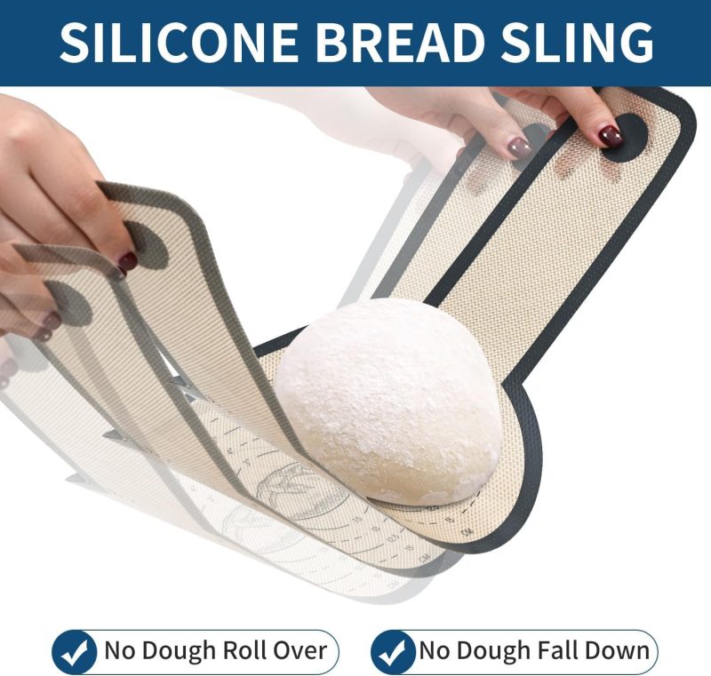2 Pcs Silicone Bread Sling For Dutch Oven Liners Silicone Baking Mat [Non-Stick & Heat Resistant] Reusable Sourdough Bread Baking Supplies With Long Handle Bread Making Tools For Transfer Sourdough - Image 3