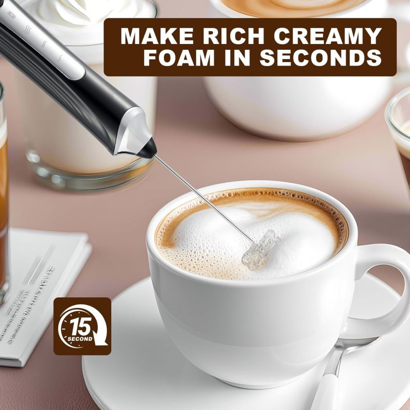 Handheld Electric Milk Frother With 2 Heads - Image 4