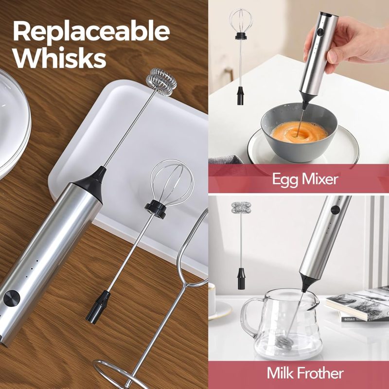 Yarramate Rechargeable Milk Frother Wand Handheld With Stand - Image 5