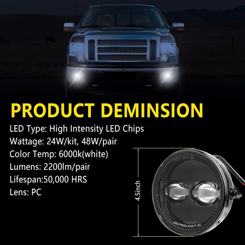 Led Fog Lights Bumper Driving Lamps Assembly Replacement For Ford F150 2006 2007 2008 2009 2010 2011 2012 2013 2014 F150 - Image 6