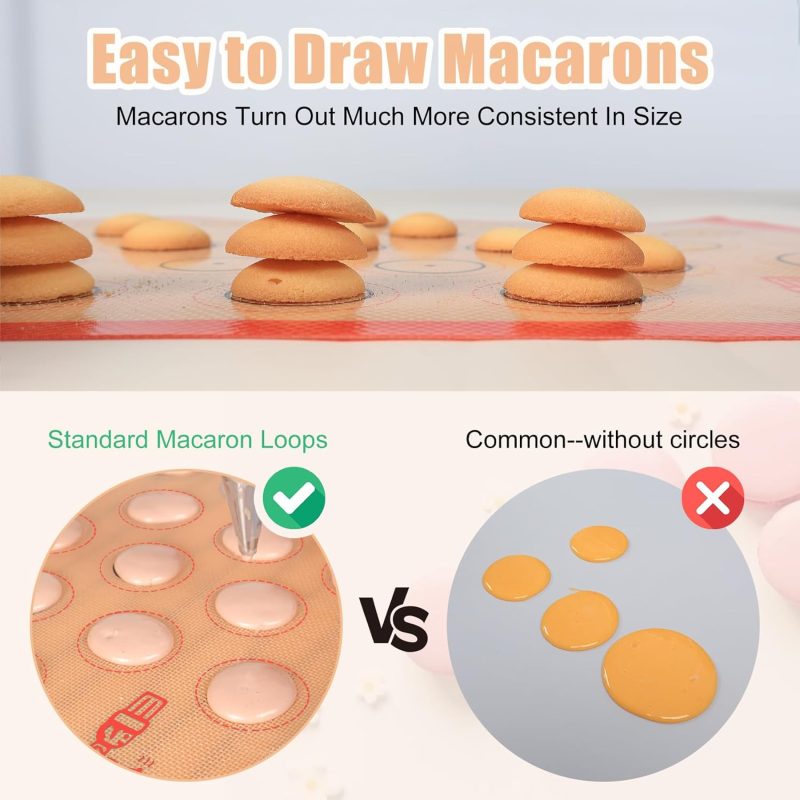 Silicone Baking Mat Macaron - Set Of 3 (2 Half Sheet Liners And 1 Quarter Sheet) - Image 3