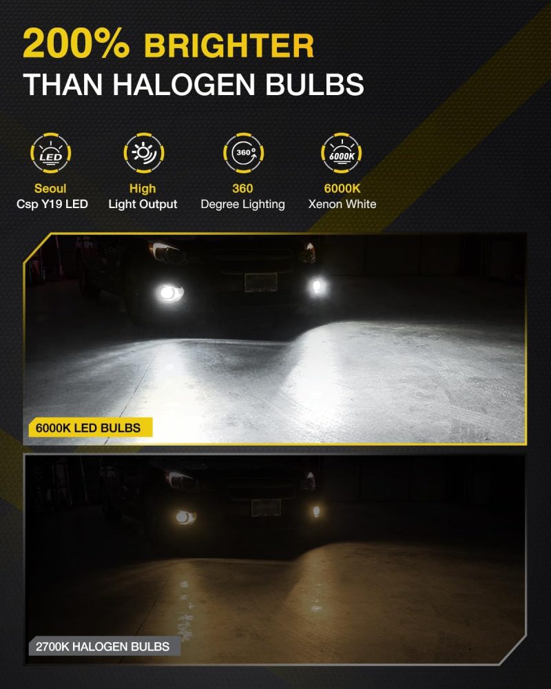 Nilight Ef1 881 Led Fog Light Bulbs 200% Brightness 6000K Cool White 1:1 Mini Size Halogen Replacement 881/889/ 898/886 /894 Led Fog Light Drl Conversion Kit - Image 4