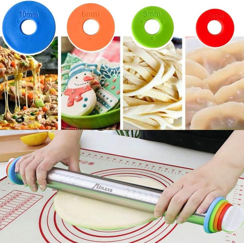 Rolling Pin And Silicone Baking Pastry Mat Set - Image 3