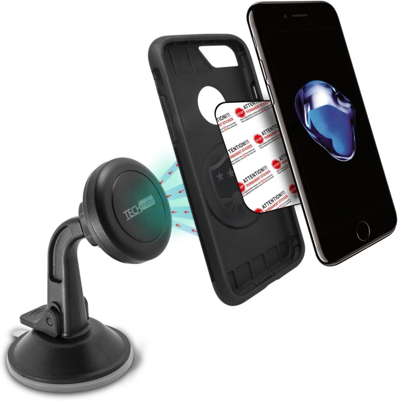 Techmatte Car Phone Mount Magnetic-Dashboard Mounted Car Phone Holder-Universal Smartphone Compatibility With Strong Magnetic Technology (Black) - Image 3