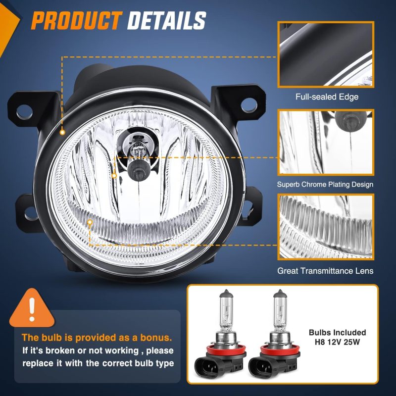 Nilight Fog Lights Assembly Compatible With Honda Civic Sedan Fog Light Assembly 2013 2014 2015 2016 2017 2018 2019 2020 2021 Civic 2015-2020 Fit 2019-2020 Hrv - Image 2
