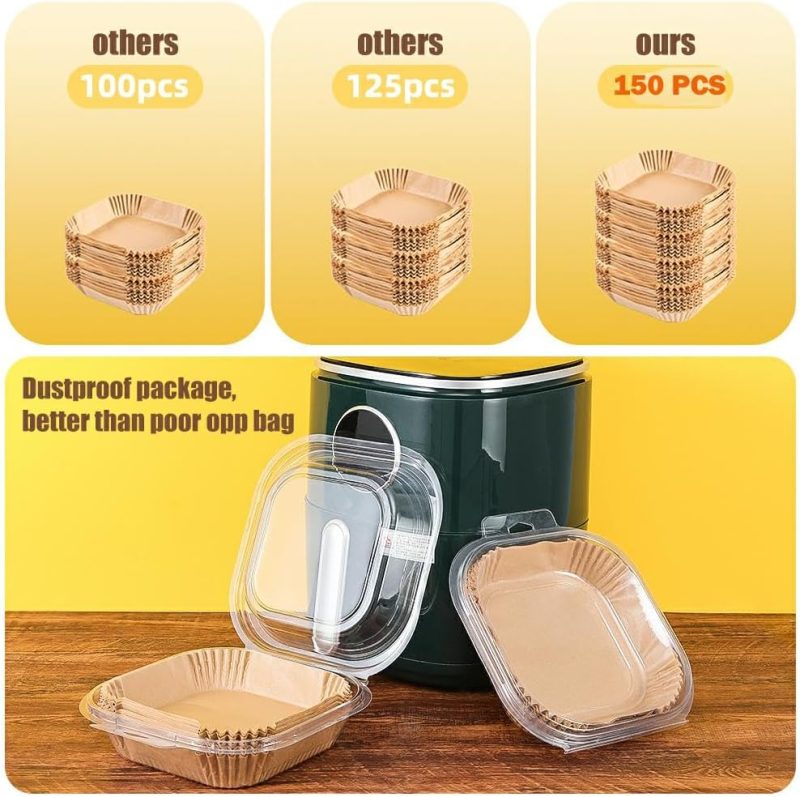 7.5 Inch Air Fryer Parchment Paper Liners Square - Image 5